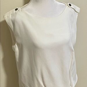 W By Worth Womens Blouson Dress Ivory Knee Length Cap Sleeve Lycell 6 New